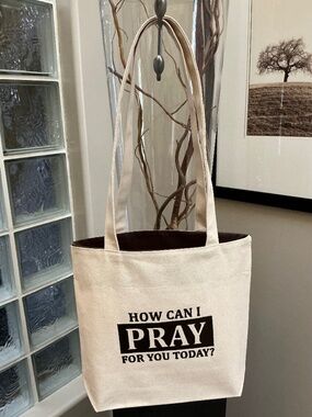 Tote Bag, Embroidered Christian Religious Pray, Custom Made Made in Canada